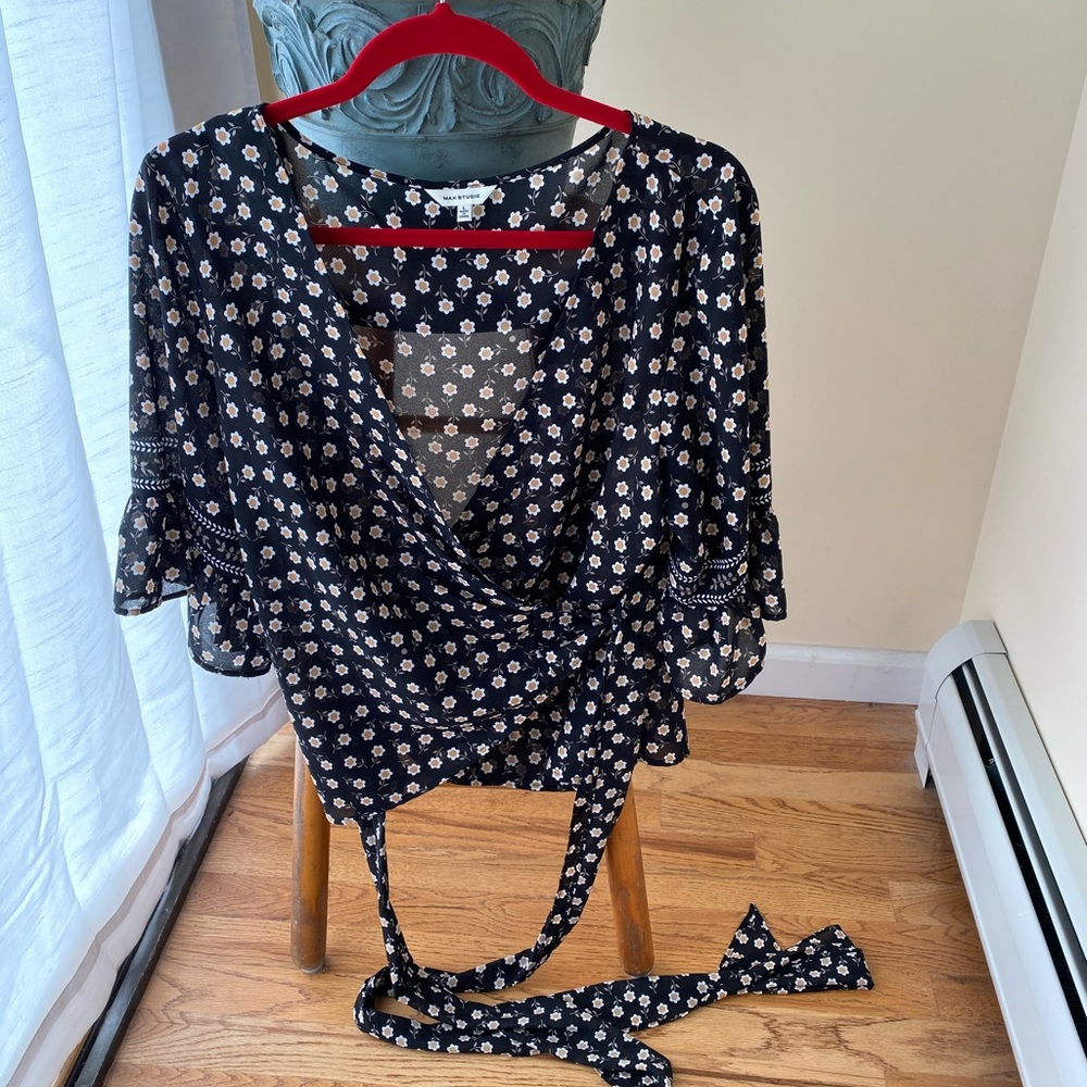 Flowered wrap blouse by Max Studio